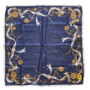 Fendi Vintage Navy and Gold Chain Handkerchief